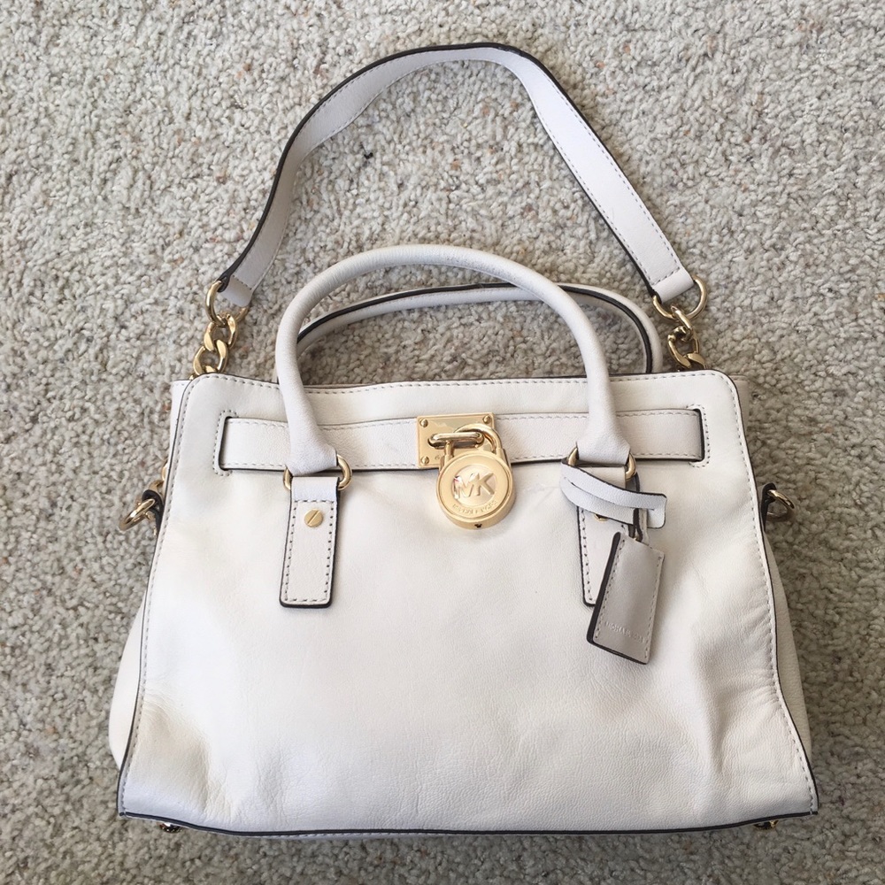 Michael Kors white leather handbag